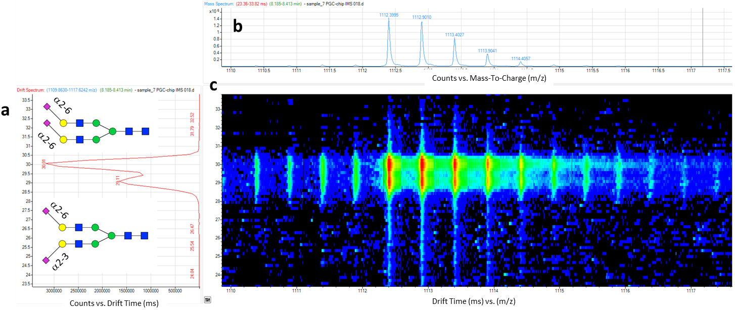 Ion mobility MS analysis of the two disialo-biantennary linkage isomers from human serum transferrin